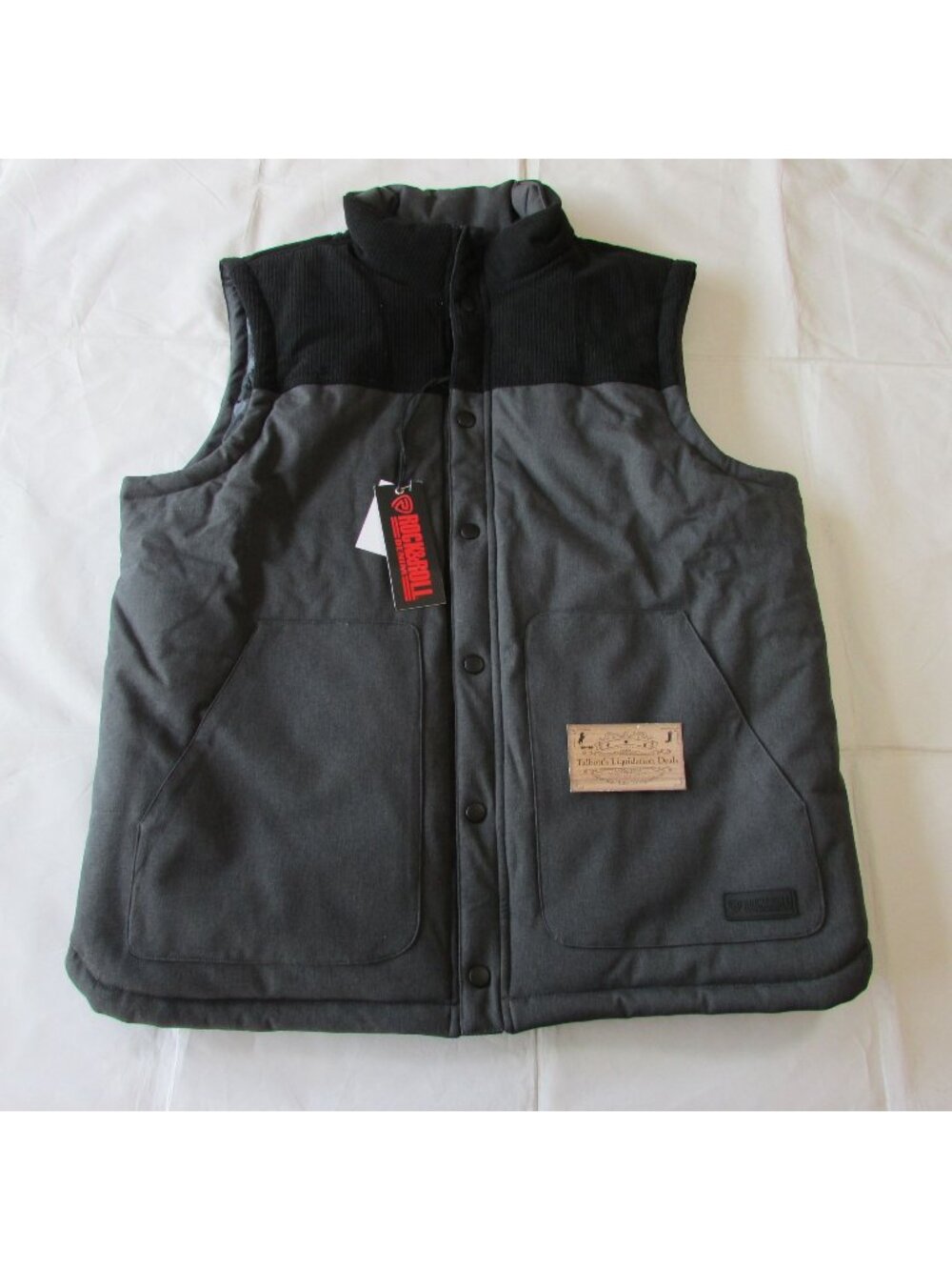 Rock & Roll Denim Men's LG Puffer with Corduroy Vest Black/Grey